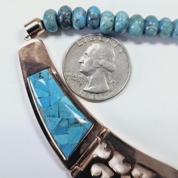 DTR Jay King Turquoise & Copper Bib Necklace 20" - Picture 4 of 5